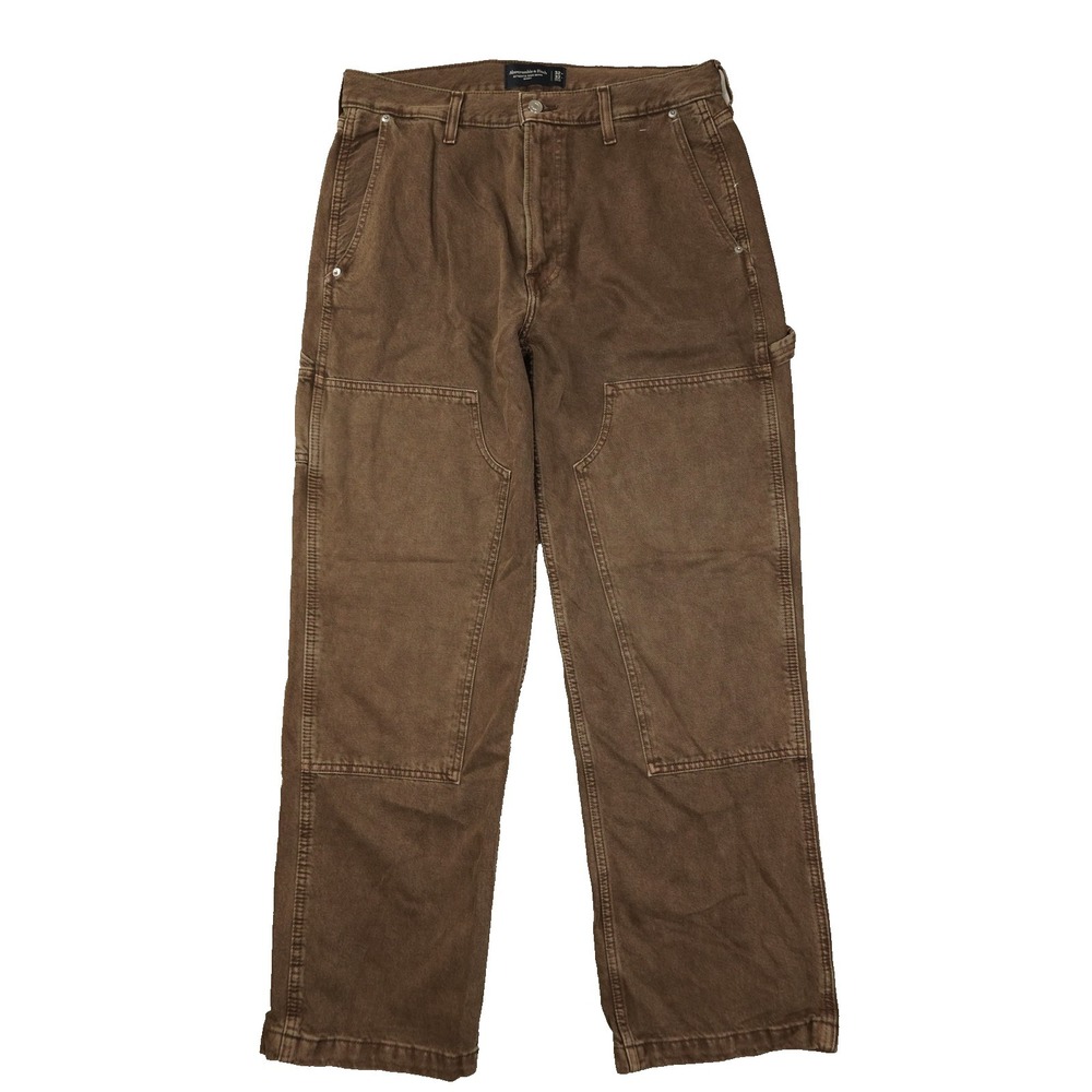Abercrombie & Fitch  Double Knee Carpenter Jeans Men's 32x32 Brown Baggy
